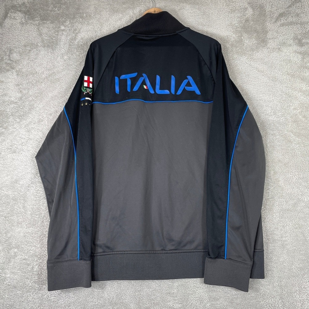 Fila Sport Italia Track Jacket Mens 2XL Black Gray Full Zip Soccer Y2K